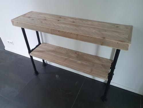 Unieke kwaliteit sidetable van steigerhout maatwerk, Huis en Inrichting, Tafels | Sidetables, Nieuw, Rechthoekig, Ophalen