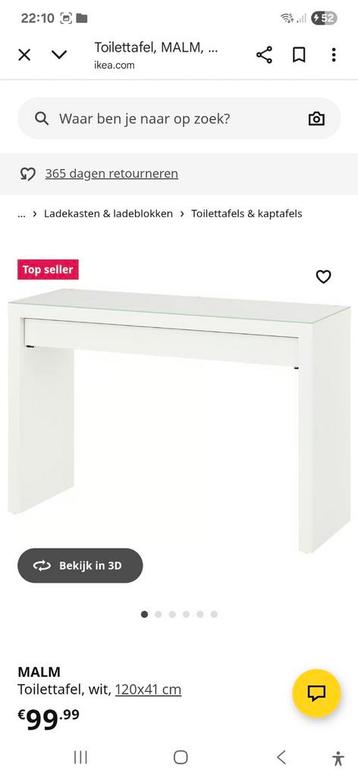 Ikea Malm Make-up Tafel - afbeelding 3 Ikea Malm Make-up Tafel - afbeelding 3