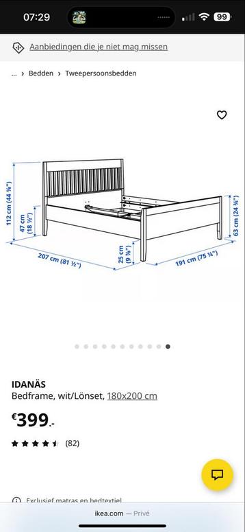 Wit tweepersoonsbed bedframe IDANÄS (Ikea) nieuw 400€ - afbeelding 3 Wit tweepersoonsbed bedframe IDANÄS (Ikea) nieuw 400€ - afbeelding 3
