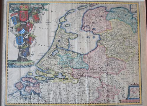 Landkaart Holland 1725, 7 provencien, Boeken, Atlassen en Landkaarten, Gelezen, Landkaart, Nederland, Voor 1800, Ophalen of Verzenden