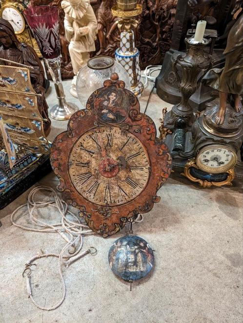 Antiek uurwerk met originele slinger €650 38 cm hoog, Antiek en Kunst, Antiek | Klokken, Ophalen