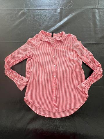Overhemd blouse maat 32 rood wit strepen divided h&m