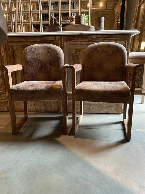 Vintage bruine eetkamer stoelen., Huis en Inrichting, Stoelen, Stof, Ophalen of Verzenden