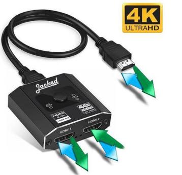 Jacked 2 weg HDMI splitter 1 in 2 uit of 2 in 1 uit – HDMI s