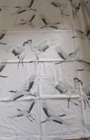 Vintage lap stof lichtroze met kraanvogels