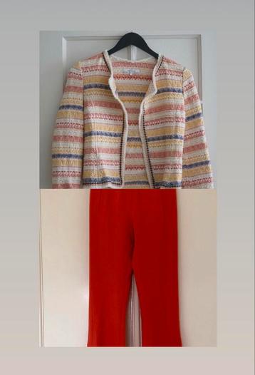 Koningsdag outfit EUR 30,- orange broek en jasje maat xs