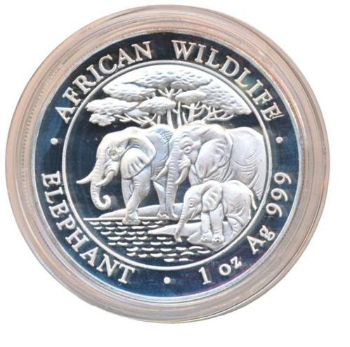 Somalië 1 Ounce 2013 African Wildlife Olifant, Postzegels en Munten, Munten | Afrika, Losse munt, Zilver, Ophalen of Verzenden