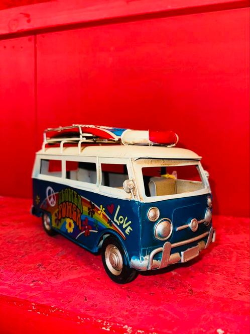 Metalen decoratie auto Flower Power Volkswagen retro bus, Antiek en Kunst, Curiosa en Brocante, Ophalen of Verzenden