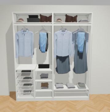 Ikea Pax Kast 2meter breed, incl Bergsbo deuren & handgrepen - afbeelding 3 Ikea Pax Kast 2meter breed, incl Bergsbo deuren & handgrepen - afbeelding 3
