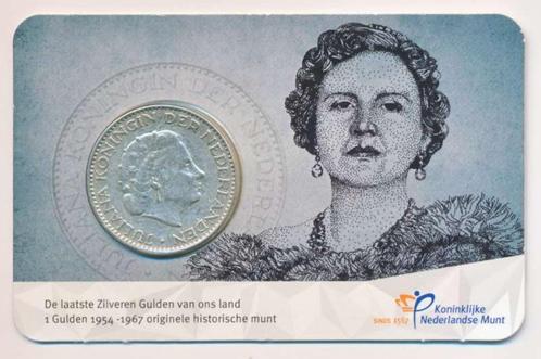 Historische coincard zilveren gulden Juliana 1957, Postzegels en Munten, Munten | Nederland, Losse munt, 1 gulden, Koningin Juliana