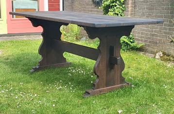 Oude eiken kloostertafel eettafel 199x84.5x78.