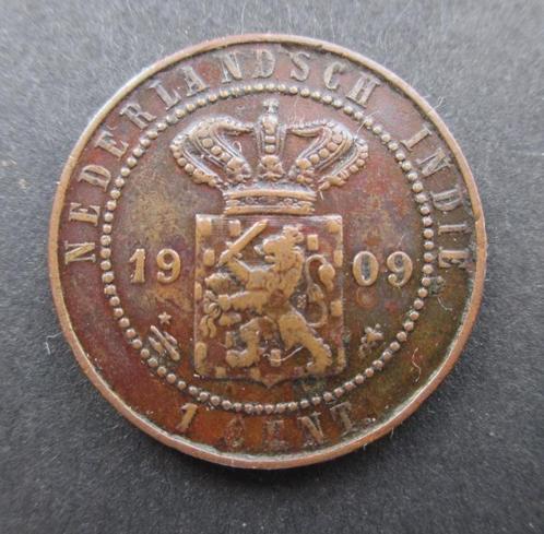 Ned. Indië  -  1 cent 1909 - mmt hellebaard + ster = SCHAARS, Postzegels en Munten, Munten | Nederland, Losse munt, 1 cent, Koningin Wilhelmina