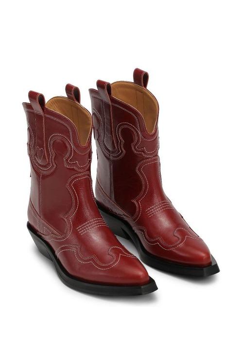 Ganni western boots low shaft barbados cherry red sold out, Kleding | Dames, Schoenen, Zo goed als nieuw, Lage of Enkellaarzen