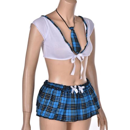 Schoolmeisjes uniform (sexy jurkje pakje school maat XS S M), Kinderen en Baby's, Carnavalskleding en Verkleedspullen, Nieuw, Meisje