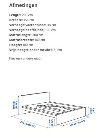 Ikea MALM tweepersoonsbed 140x200 eikenfineer - afbeelding 5 Ikea MALM tweepersoonsbed 140x200 eikenfineer - afbeelding 5