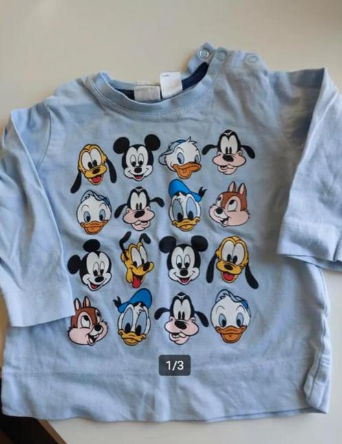 H&M Lichtblauw Shirtje Shirt lange mouw Longsleeve Disney 74, Kinderen en Baby's, Babykleding | Maat 74, Zo goed als nieuw, Jongetje of Meisje