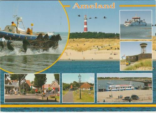 AMELAND Reddingsboot met Paarden Centrum Veerboot, Verzamelen, Ansichtkaarten | Nederland, Gelopen, Waddeneilanden, 1980 tot heden