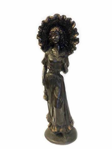 Antieke vrouw beeld zwart / brons - verzameling