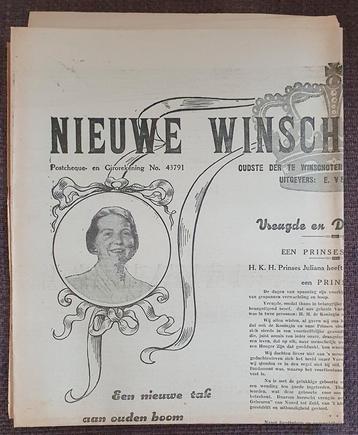 Antiek Courant Nieuwe Winschoter 1938 Beatrix 