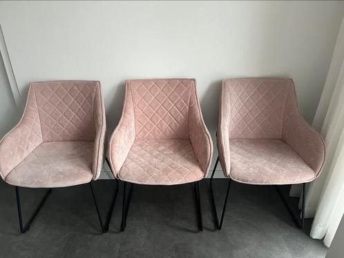 3 riviera maison stoelen + hocker in roze in zeer goede staa, Huis en Inrichting, Stoelen, Zo goed als nieuw, Ophalen of Verzenden