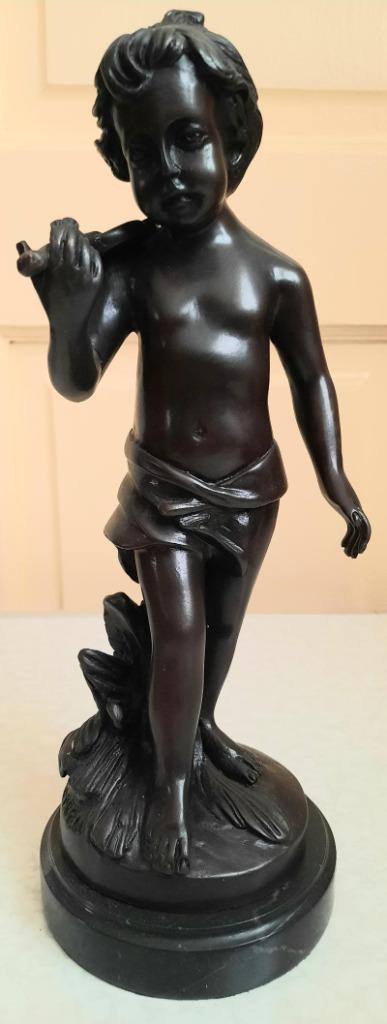 Auguste moreau beeldje brons van een muziekant, Antiek en Kunst, Antiek | Koper en Brons, Brons, Ophalen of Verzenden