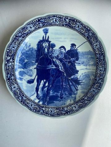 Delfts Blauw Sierbord Fries paard en wagen Groot Wandbord 