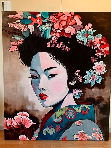 Geisha groot schilderij ( nieuw) eigenwerk