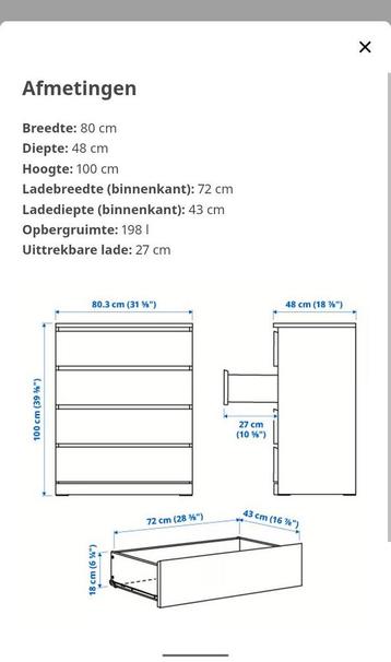 Witte Ikea Malm ladekast - 4 lades - afbeelding 7 Witte Ikea Malm ladekast - 4 lades - afbeelding 7