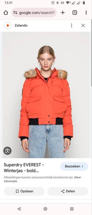 Superdry Everest winterjas fel oranje maat 44