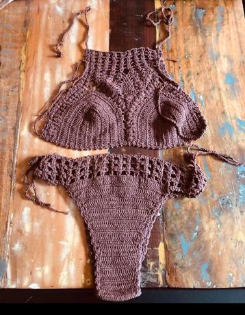 Nieuw zomer bikini crochet gehaakt choco bruin
