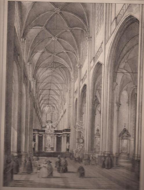 Intérieur de l'Eglise de St. Bavon. Gand. Interior St. Bavo, Antiek en Kunst, Kunst | Etsen en Gravures, Ophalen of Verzenden
