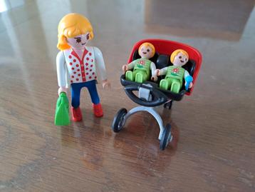 playmobil 5573 kinderwagen tweeling met baby's en moeder