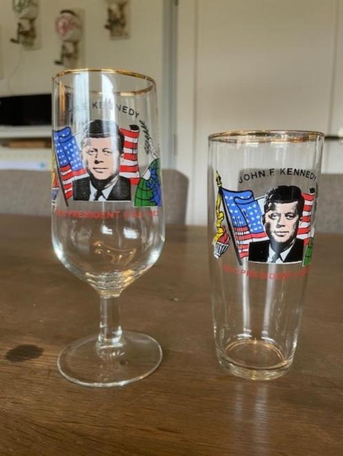 Bierglazen J F Kennedy, Verzamelen, Glas en Borrelglaasjes, Zo goed als nieuw, Bierglas, Ophalen of Verzenden