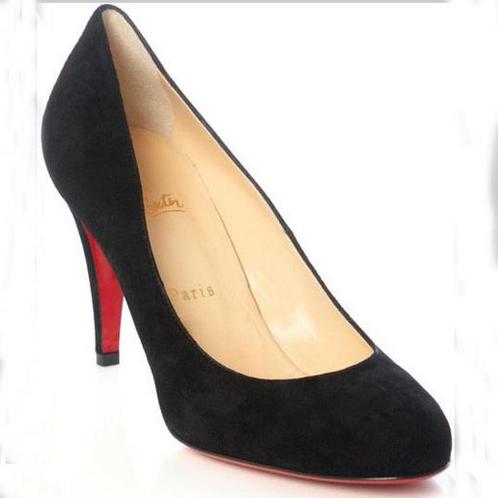 Louboutin Ron Ron 85 suède zwart (geen nep) 39,5, Kleding | Dames, Schoenen, Gedragen, Pumps, Zwart, Ophalen of Verzenden