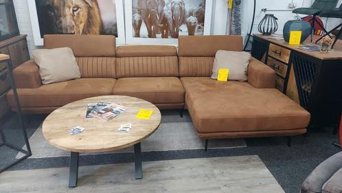 Hoekbank/Longchair leder cognac 310 x 170 cm NIEUW, Huis en Inrichting, Banken | Bankstellen, Nieuw, Hoekbank, Vierpersoons of meer