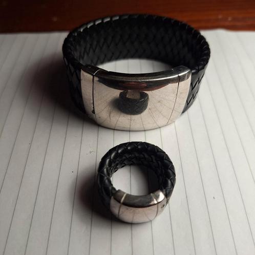 Dames Armband & Ring Leer 925 zilver boedha to boedha styl, Sieraden, Tassen en Uiterlijk, Armbanden, Zo goed als nieuw, Leer