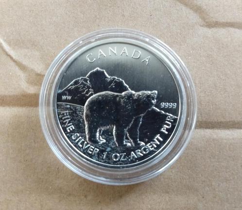 1 oz Zilver munt Canadian Wildlife Grizzly 2011 Canada, Postzegels en Munten, Edelmetalen en Baren, Zilver, Ophalen of Verzenden