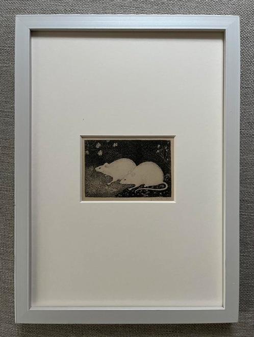 Jan Mankes 1889-1920 / Heliogravure 2 Muizen 1927, Antiek en Kunst, Kunst | Etsen en Gravures, Ophalen of Verzenden