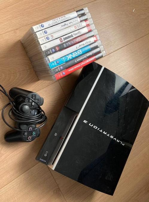 PlayStation 3 met controller en 9 spellen, Spelcomputers en Games, Spelcomputers | Sony PlayStation 3, Zo goed als nieuw, Phat