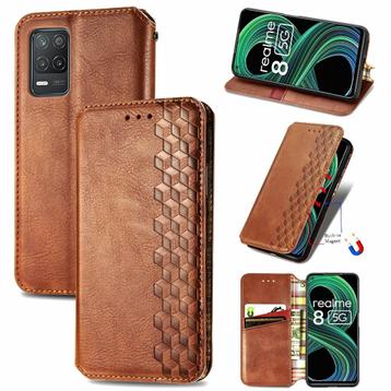 OPPO Realme 8 5G Luxe PU Lederen Wallet Case Set _ Bruin