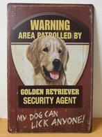 Golden retriever security service reclamebord van metaal