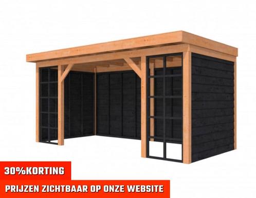 Tuinhuisje - houten veranda - schuren - glazen schuifwanden, Tuin en Terras, Tuinhuizen, Nieuw, Hout, Ophalen of Verzenden