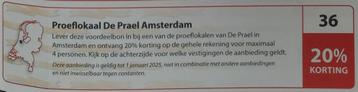 Proeflokaal De Prael Amsterdam 20% korting Postcodebon nr 36