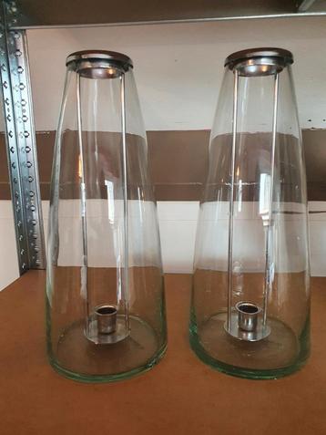Prachtige glazen vazen en ook te gebruiken met kaarsen