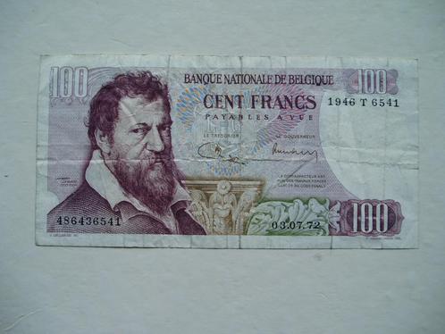 614. België, 100 francs 1972 Lombard., Postzegels en Munten, Bankbiljetten | Europa | Niet-Eurobiljetten, Los biljet, België, Verzenden