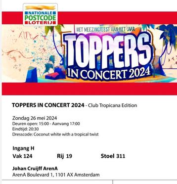2 kaartjes De Toppers in Concert 26 mei 2024