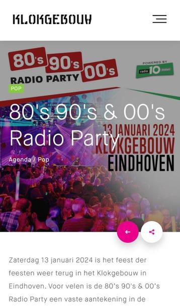 2 kaartjes 80’s 90’s 00 Radioparty - 13 januari Eindhoven