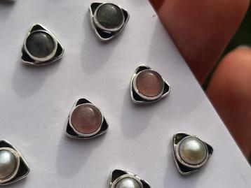925 zilveren oorbellen oorknopjes met rozenkwarts - Vanoli