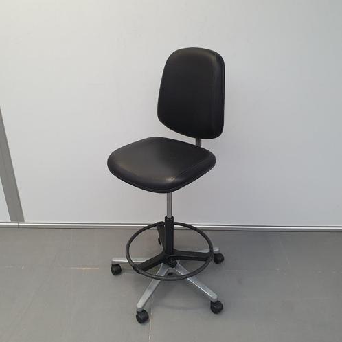 Ahrend hoge werkstoel - zwarte skai werkplaatsstoel, Huis en Inrichting, Stoelen, Gebruikt, Ophalen