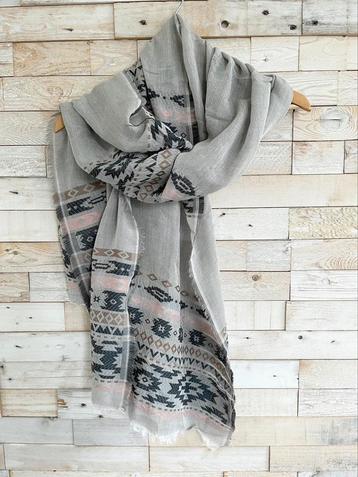 Grote sjaal grijs/roze/taupe - wyp